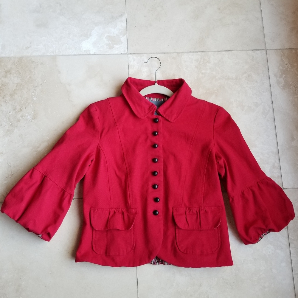 Red Button-Up Women's Jacket